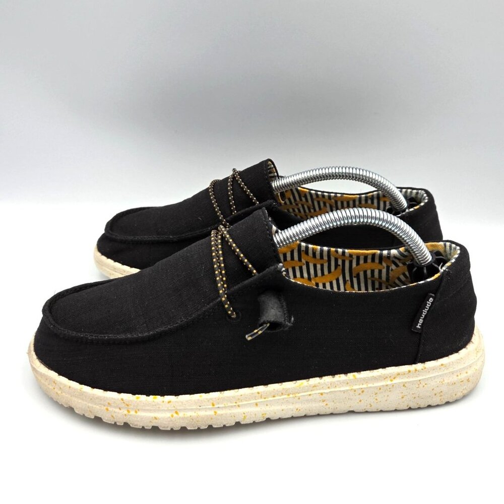 Hey Dude Shoes Womens 6 Black Bananas Wendy Lightweight Canvas Loafers